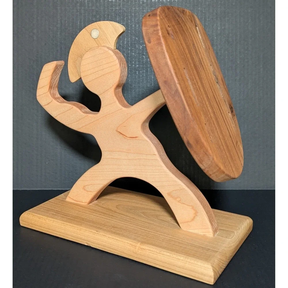 Missing Digit Wood Shop Natural Wood Spartan Warrior Knife‎ Block